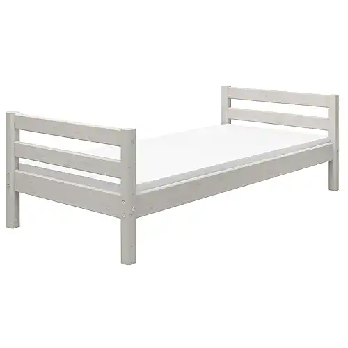 FLEXA Classic Kinderbett 90x200 cm | Das Kinder Bett hat EIN klassisches und skandinavisches Design | Das Bett ist aus massiver Kiefer gefertigt (Farbe: White Washed)