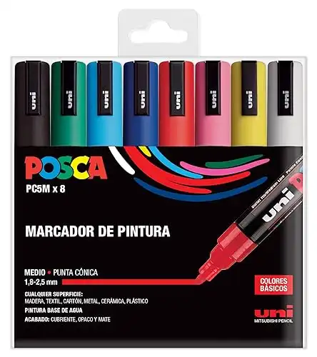 Posca UNI Stifte-Set, PC, 5 m, Basic, 8 Stück