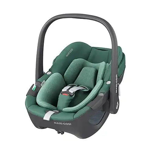 Maxi-Cosi Pebble 360 i-Size Babyschale Drehbar, Neugeborenen Autositz 360 Grad, 0 15 Monate (40 83 cm), Drehung mit einer, ClimaFlow, Easy-In-Gurt, G-CELL Seitenaufprallschutz, Essential Green