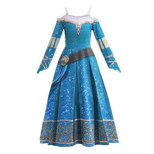 Lito Angels Prinzessin Merida Kleid Kostüm Verkleidung für Kinder Mädchen Größe 3-14 Jahre, Blau