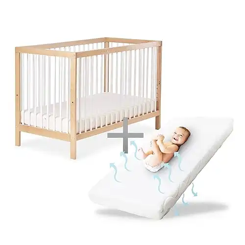 Ehrenkind® Babybett PUR inkl. Matratze 140x70 aus Natur Buchenholz