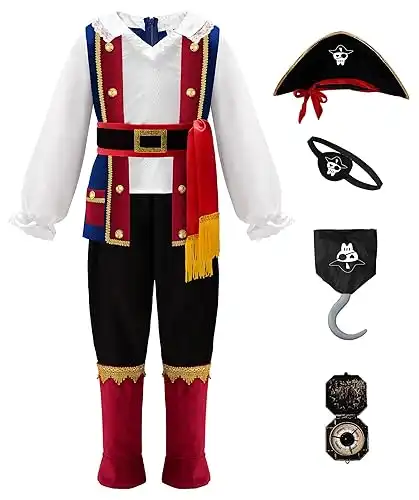 ReliBeauty Piratenkostüm Kinder Jungen mit Piratenhut Zubehöre Fasching Karneval