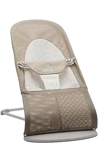 BabyBjörn Babywippe Balance Soft, Netzstoff, Grau-Beige/Weiß